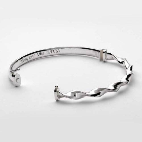 Hinged Engraved Bracelet, Sterling Silver, Open